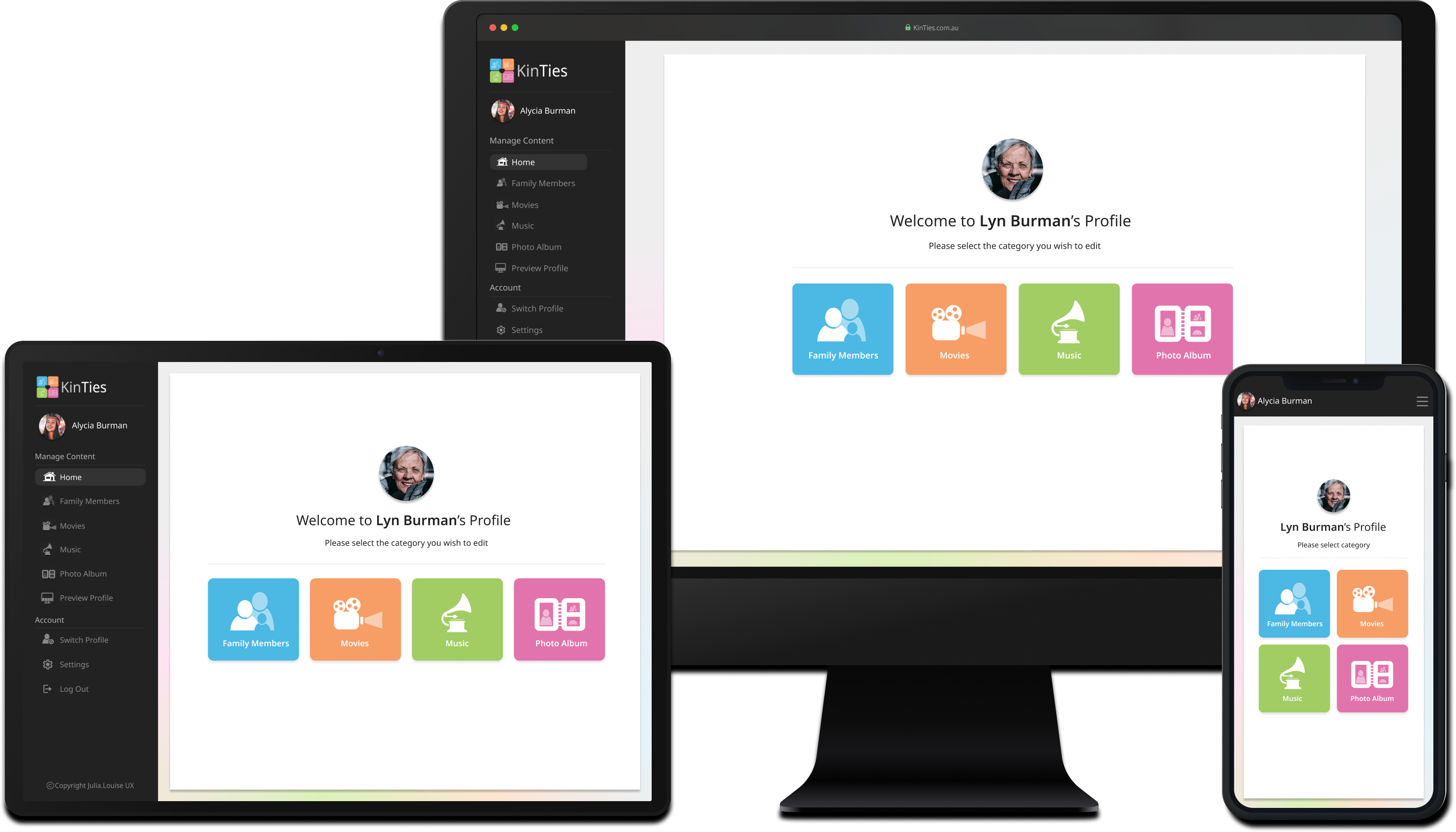 Image of KinTies screen across devices